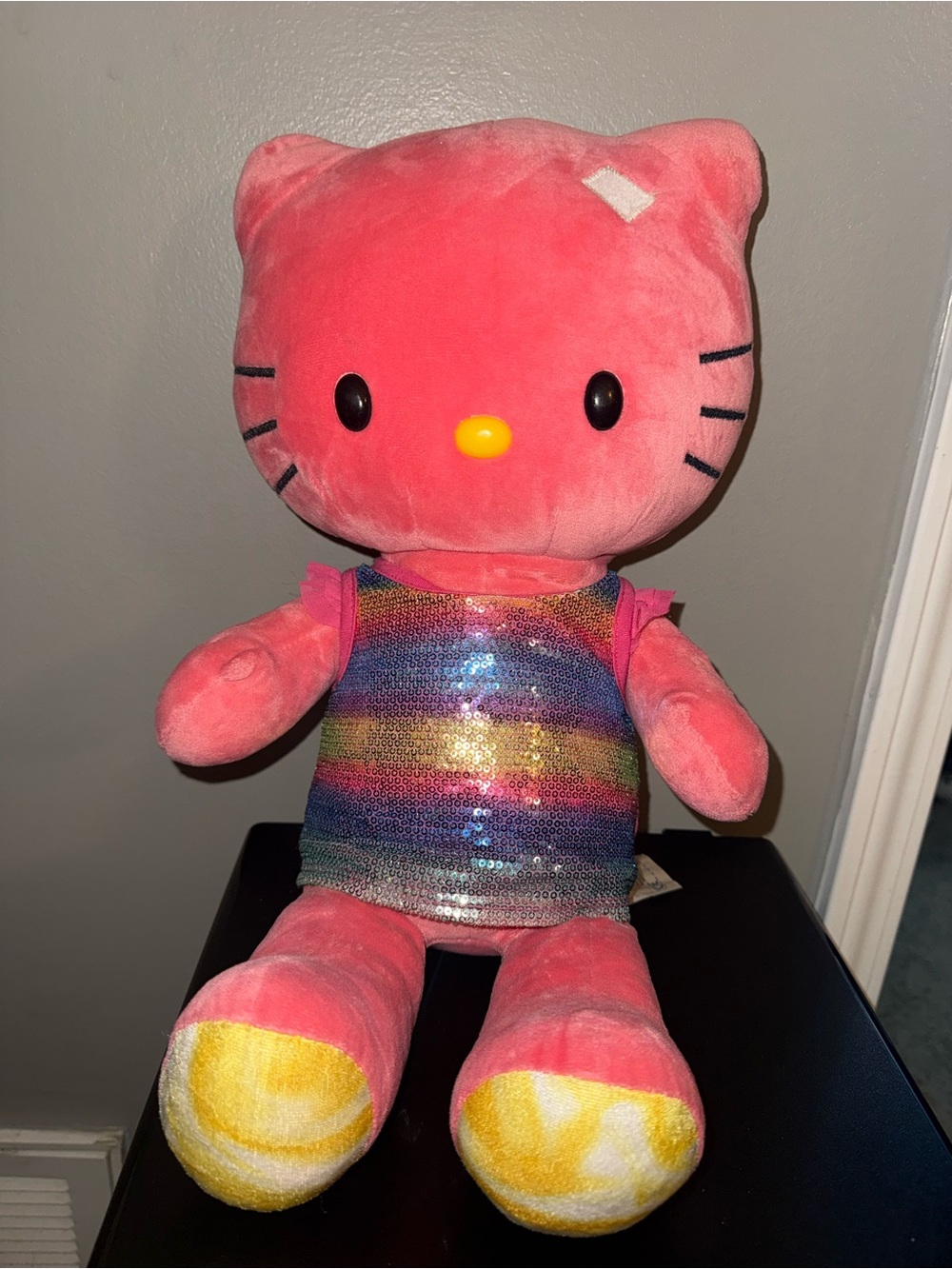 Build a Bear Hello Kitty Sunshine Coral Pink Yellow Plush No Bow!! Sequin Dress